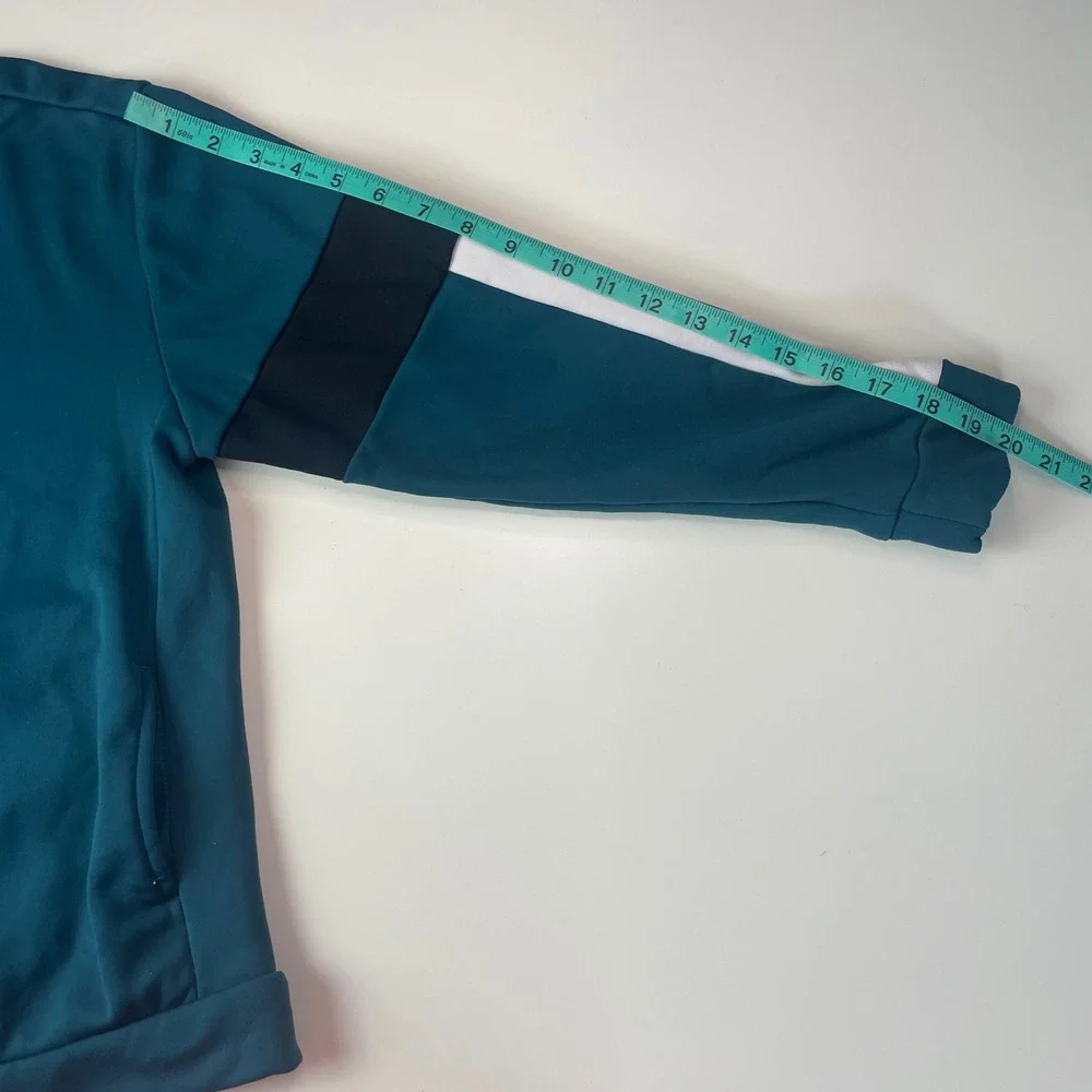 Nike Womens Therma Active Teal Blue Colorblock‎ Fleece Crewneck Sweatshirt XS